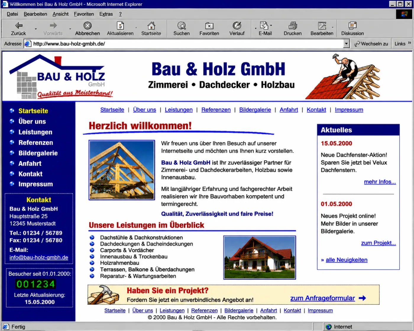 Example of an outdated website